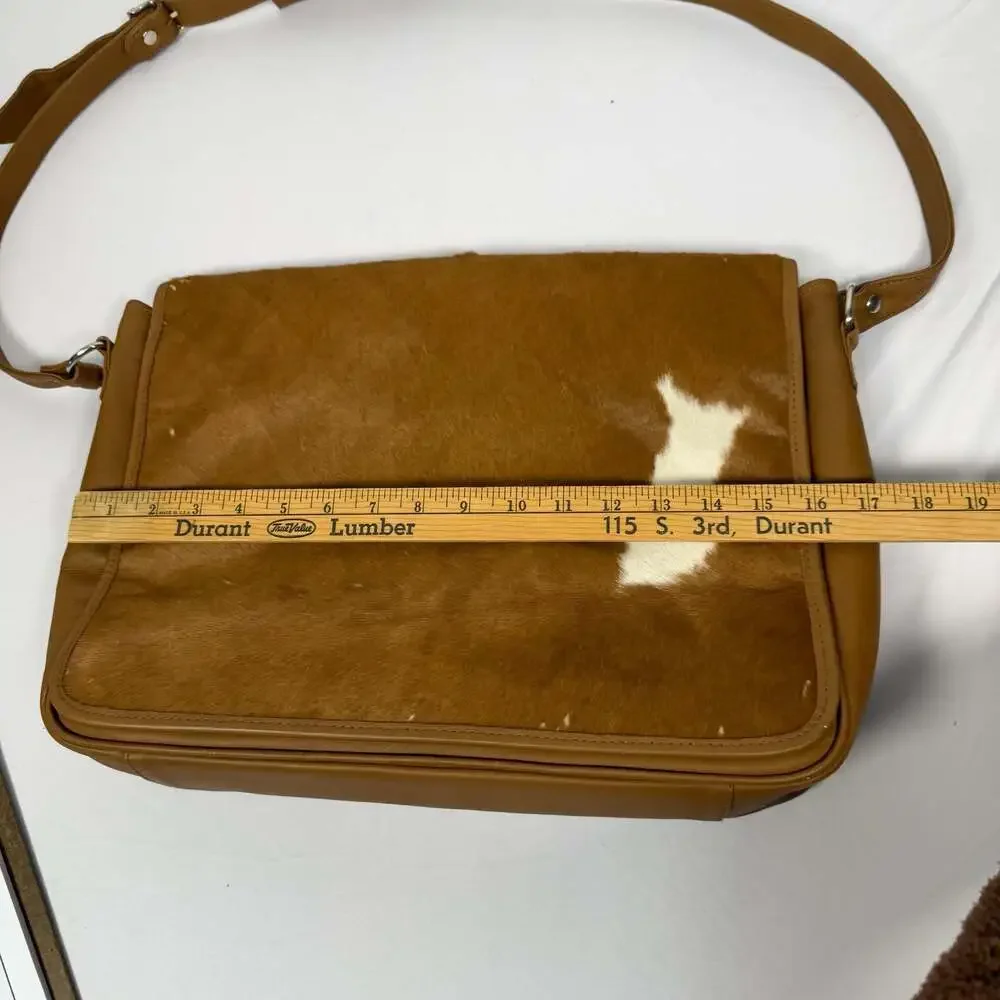 LongRope Brown Leather and Cowhide Hair-on-Hide Messenger Bag